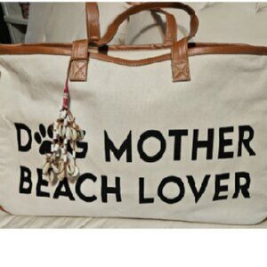 Cotton Canvas Dog Lover Beach Lover Tote